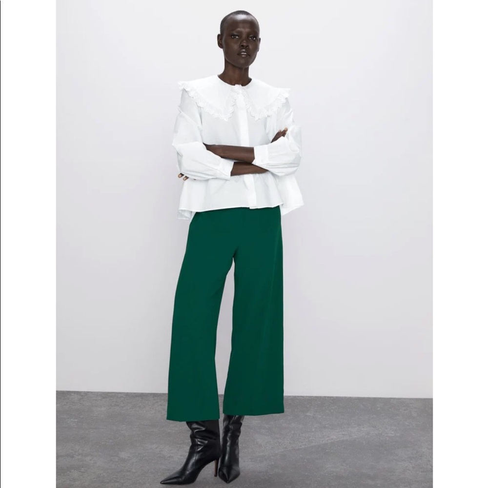 Green Emerald ZARA wide leg pants
